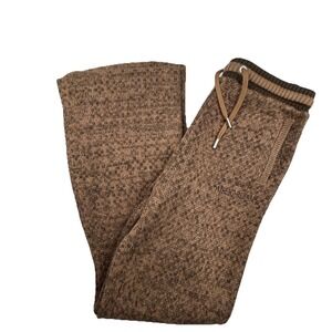 Jordan Womens Flight Knit Pants Small Brown Linen Blend Wide Leg Athleisure